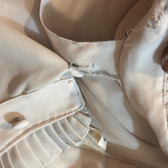 Vintage Cream Button Down Blouse with Front Ruffle and Victorian Collar - Picture 7 of 9